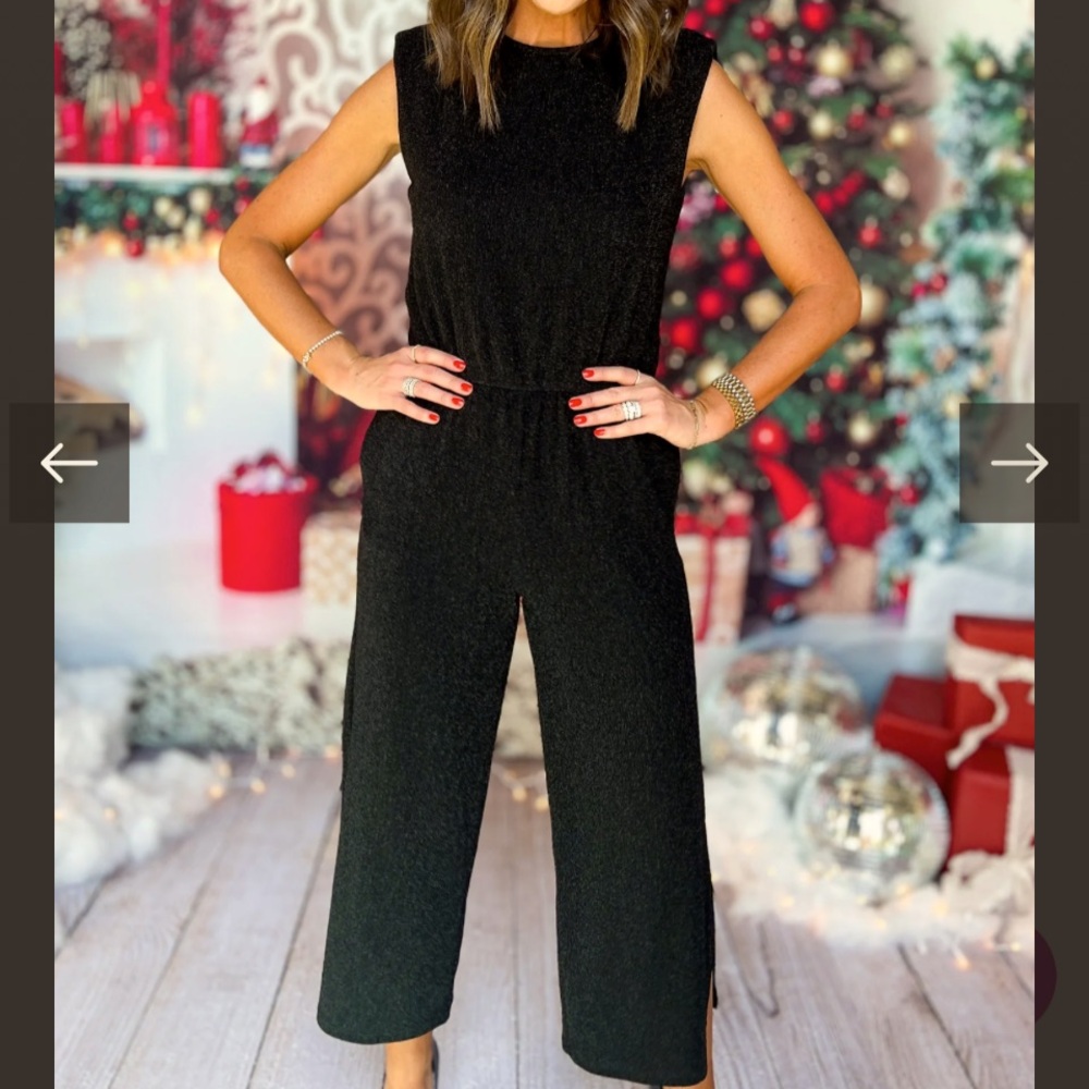 SSYS-Black Sleeveless Jumpsuit with Shimmer NWOT Size Medium